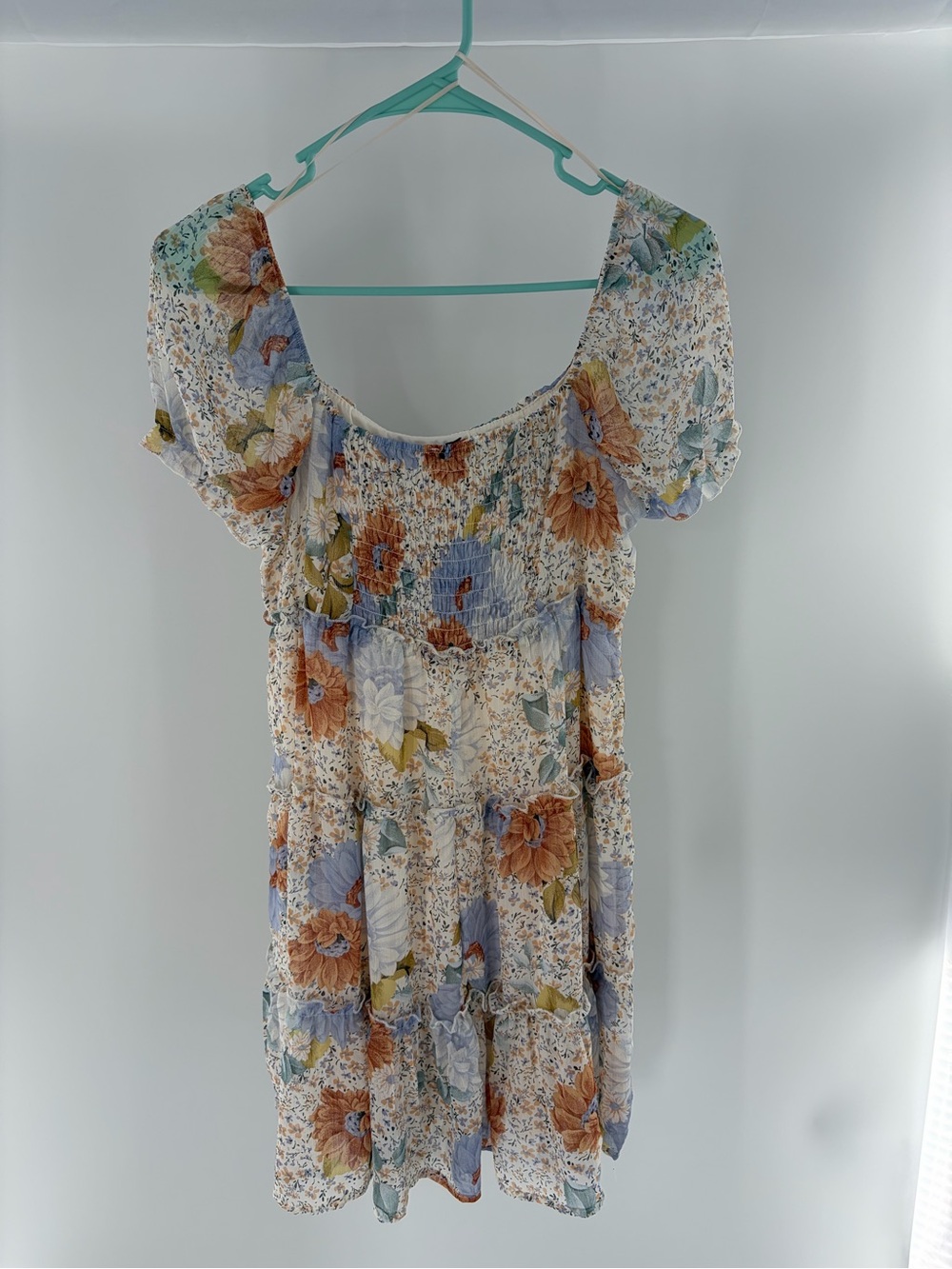 Love Tree Floral Tiered Dress in Cream, Blue & Rust - Picture 2 of 3